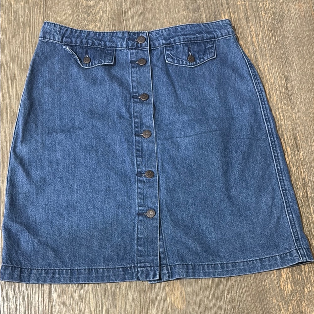 Old Navy Gold and Blue A-Line Skirt Knee-Length Work